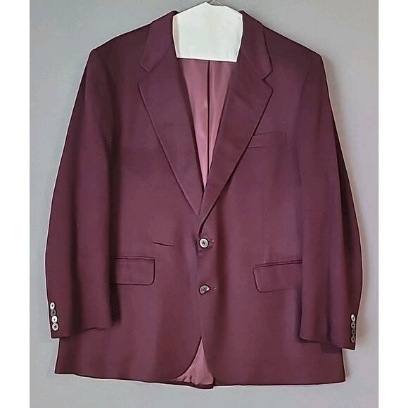 Neiman Marcus Men's Wool Sport Coat Blazer Jacket 44R Purple Plum GUC - Picture 1 of 9